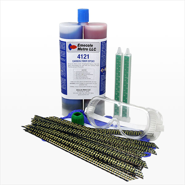Structural Crack Reinforcement Carbon Fiber Grid Stitches - 10 Pack with Dual Cartridge Epoxy