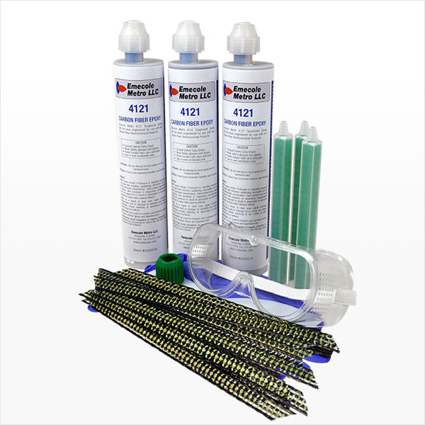 Structural Crack Reinforcement Carbon Fiber Grid Stitches - 10 Pack with Universal Cartridge Epoxy